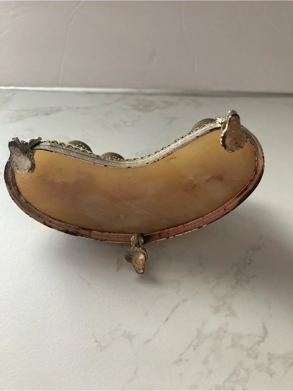Vintage Brass and Ivory lipstick Holder Stand